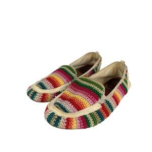 The Sak Womens Knitted Rainbow Striped Slip-On Loafers Size 6M